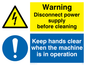 CM203: Disconnect power supply sign