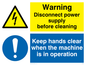 CM203: Disconnect power supply sign
