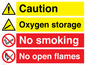 CN15425: Oxygen storage no smoking or open flame