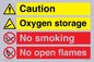 CN15425: Oxygen storage no smoking or open flame