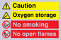 CN15425: Oxygen storage no smoking or open flame