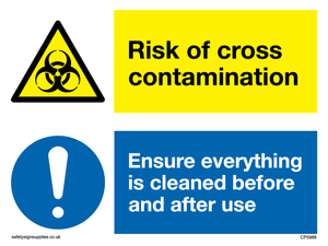 CP5986: Dual sign Risk of cross contamination Ensure everything is cleaned before and after use