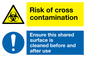 CP5987: Dual sign Risk of cross contamination Ensure this shared surface is cleaned before & after use