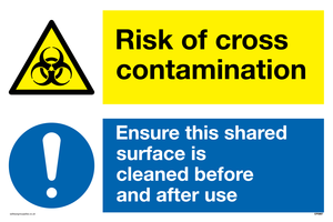 CP5987: Dual sign Risk of cross contamination Ensure this shared surface is cleaned before & after use