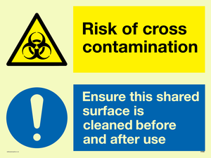CP5987: Dual sign Risk of cross contamination Ensure this shared surface is cleaned before & after use