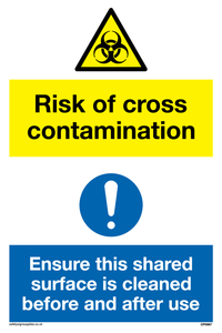 CP5987: Dual sign Risk of cross contamination Ensure this shared surface is cleaned before & after use