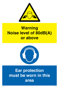 CP7542: Warning Noise level of 80dB(A) or above. Ear protection must be worn in this area
