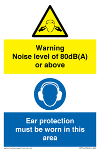 CP7542: Warning Noise level of 80dB(A) or above. Ear protection must be worn in this area