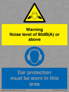 CP7542: Warning Noise level of 80dB(A) or above. Ear protection must be worn in this area