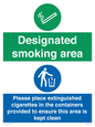 CS7900: Designated smoking area Please place extinguished cigarettes in the containers provided to ensure this area is kept clean
