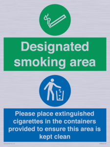 CS7900: Designated smoking area Please place extinguished cigarettes in the containers provided to ensure this area is kept clean