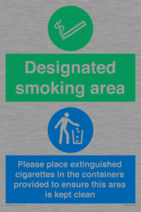 CS7900: Designated smoking area Please place extinguished cigarettes in the containers provided to ensure this area is kept clean