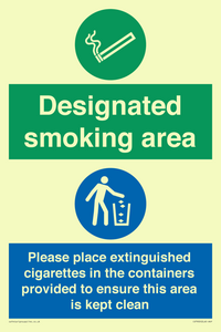 CS7900: Designated smoking area Please place extinguished cigarettes in the containers provided to ensure this area is kept clean