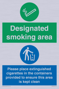 CS7900: Designated smoking area Please place extinguished cigarettes in the containers provided to ensure this area is kept clean