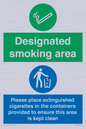 CS7900: Designated smoking area Please place extinguished cigarettes in the containers provided to ensure this area is kept clean