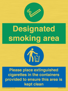 CS7900: Designated smoking area Please place extinguished cigarettes in the containers provided to ensure this area is kept clean