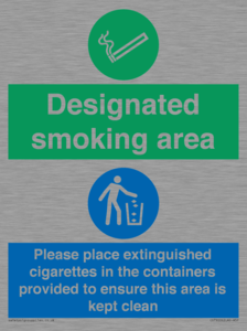 CS7900: Designated smoking area Please place extinguished cigarettes in the containers provided to ensure this area is kept clean