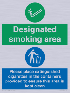 CS7900: Designated smoking area Please place extinguished cigarettes in the containers provided to ensure this area is kept clean