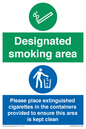CS7900: Designated smoking area Please place extinguished cigarettes in the containers provided to ensure this area is kept clean