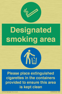 CS7900: Designated smoking area Please place extinguished cigarettes in the containers provided to ensure this area is kept clean