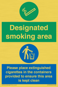 CS7900: Designated smoking area Please place extinguished cigarettes in the containers provided to ensure this area is kept clean