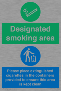 CS7900: Designated smoking area Please place extinguished cigarettes in the containers provided to ensure this area is kept clean