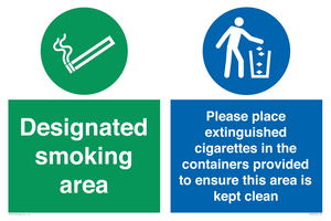 CS7900: Designated smoking area Please place extinguished cigarettes in the containers provided to ensure this area is kept clean
