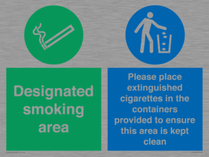 CS7900: Designated smoking area Please place extinguished cigarettes in the containers provided to ensure this area is kept clean