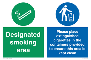 CS7900: Designated smoking area Please place extinguished cigarettes in the containers provided to ensure this area is kept clean
