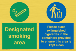CS7900: Designated smoking area Please place extinguished cigarettes in the containers provided to ensure this area is kept clean