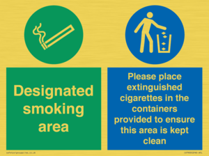 CS7900: Designated smoking area Please place extinguished cigarettes in the containers provided to ensure this area is kept clean