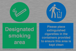 CS7900: Designated smoking area Please place extinguished cigarettes in the containers provided to ensure this area is kept clean