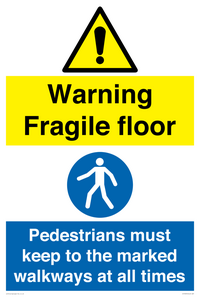 CV13095: Warning Fragile floor  Pedestrians must keep to the marked walkways at all times