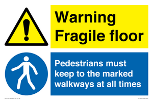 CV13095: Warning Fragile floor  Pedestrians must keep to the marked walkways at all times