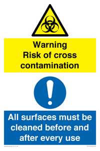 CV13139: Warning risk of cross contamination All surfaces must be cleaned before and after every use