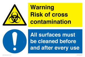 CV13139: Warning risk of cross contamination All surfaces must be cleaned before and after every use
