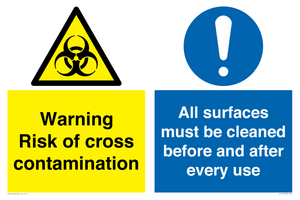 CV13139: Warning risk of cross contamination All surfaces must be cleaned before and after every use