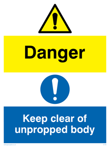 CV138: danger keep clear of unpropped body
