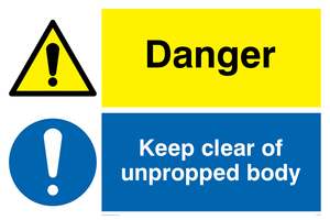 CV138: danger keep clear of unpropped body