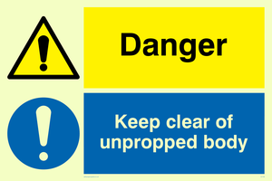 CV138: danger keep clear of unpropped body