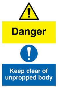 CV138: danger keep clear of unpropped body