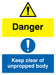 CV138: danger keep clear of unpropped body