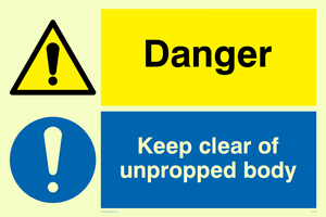 CV138: danger keep clear of unpropped body