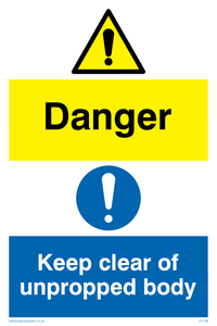CV138: danger keep clear of unpropped body