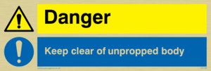 CV138: danger keep clear of unpropped body