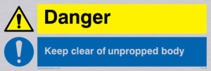 CV138: danger keep clear of unpropped body