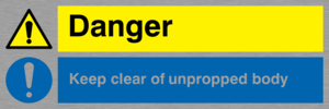 CV138: danger keep clear of unpropped body