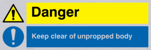 CV138: danger keep clear of unpropped body