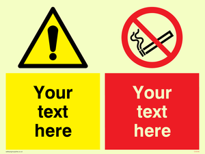 CV5546: Custom No smoking & warning combination Sign