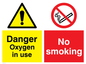 CV5733: No smoking Oxygen in use Combination Sign